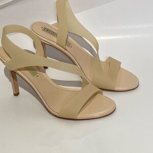 Deltan Women's Beige Synthetic Jelly Strap Stiletto Heels Size 10M